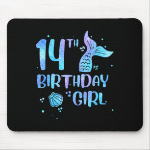 Alfombrilla De Ratón Chica de 14 años Cumpleaños Sirena 14 Años Regreso