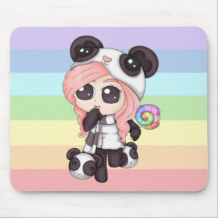 Alfombrilla De Ratón Chica de arcoiris delgado panda