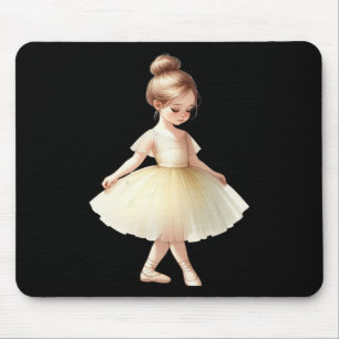Alfombrilla De Ratón Chica de ballet amarillo bailando acuarela