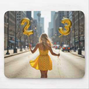 Alfombrilla De Ratón Chica de Chicago con globos de fiesta