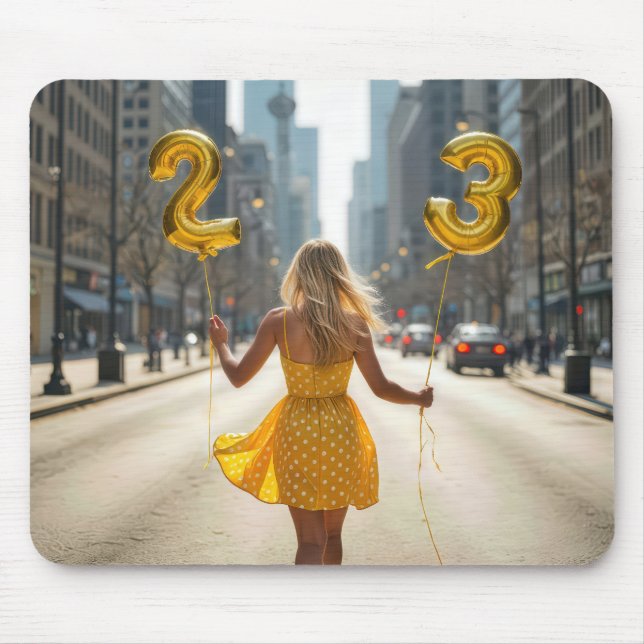 Alfombrilla De Ratón Chica de Chicago con globos de fiesta (Frente)