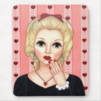 Alfombrilla De Ratón Chica de collar cardíaco Cabeza rubia asa labios l
