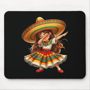 Alfombrilla De Ratón Chica de Dabbing mexicano Sombrero Cinco de Mayo