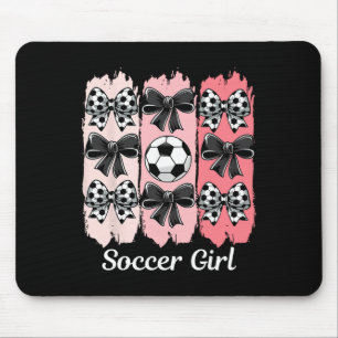 Alfombrilla De Ratón Chica de fútbol linda Coquette Bow Chica de fútbol