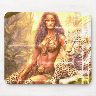 Alfombrilla De Ratón Chica de imagen desvanecida + su leopardo mascota 
