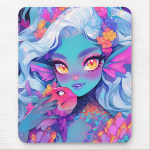 Alfombrilla De Ratón Chica de la sirena con marea y Mascota