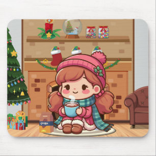Alfombrilla De Ratón Chica de navidad dulce con cacao