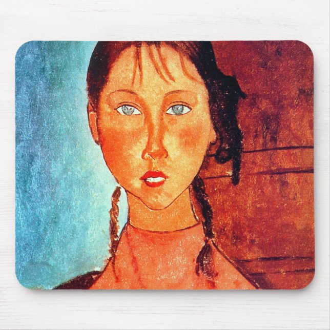 Alfombrilla De Ratón Chica de Pigtails, Modigliani (Frente)