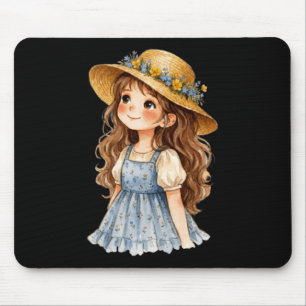 Alfombrilla De Ratón Chica de sombrero floral acuarela - Verano caprich