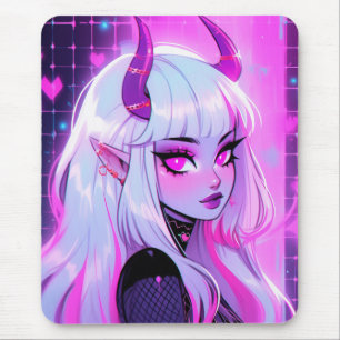 Alfombrilla De Ratón Chica del Demon Rosa de Kawaii