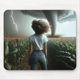 Alfombrilla De Ratón Chica del Medio Oeste viendo un Tornado