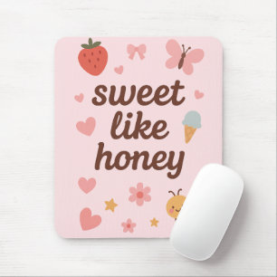 Alfombrilla De Ratón Chica Dulce Kawaii Abeja Rosa Estética – Diseño Ad