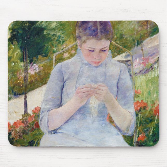 Alfombrilla De Ratón Chica en el Jardín, Mary Cassatt (Frente)