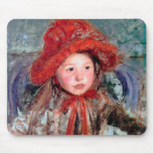 Alfombrilla De Ratón Chica en una gran Gorra roja, Mary Cassatt
