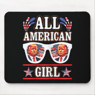 Alfombrilla De Ratón Chica estadounidense Retro Love Heart Trump Estado