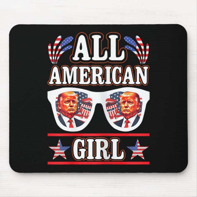 Alfombrilla De Ratón Chica estadounidense Retro Love Heart Trump Estado (Frente)