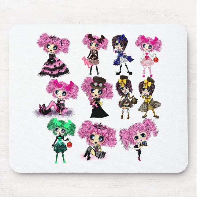 Alfombrilla De Ratón Chica estudiantil kawaii con PinkyP (Frente)