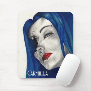 Alfombrilla De Ratón Chica Gótica de Fantasía de Cabello Azul Maravillo
