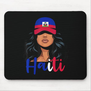 Alfombrilla De Ratón Chica haitiana bandera de Haití orgullosa mujer ha