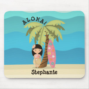 Alfombrilla De Ratón Chica Hawaiana Surfista