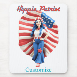 Alfombrilla De Ratón Chica hippie patriótico Thunder_Cove