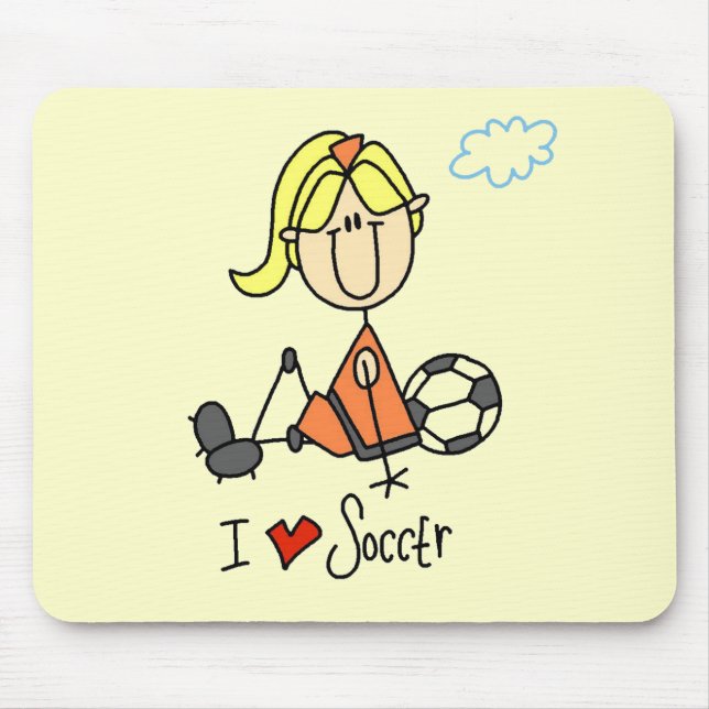 Alfombrilla De Ratón Chica I Love Soccer T-shirts and Gifts (Frente)