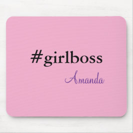 Alfombrilla De Ratón Chica Jefa Rosa Moderno & Nombre | Mejor Mousepad