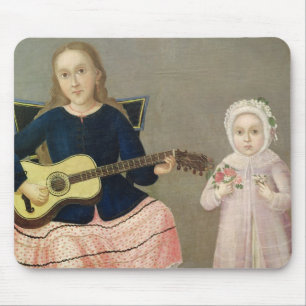 Alfombrilla De Ratón Chica joven con una guitarra y un niño con a