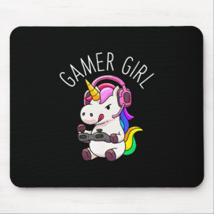 Alfombrilla De Ratón Chica jugadora unicornio juegos divertido regalo d