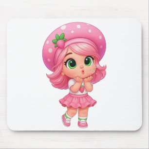 Alfombrilla De Ratón Chica Kawaii de Fresa Chibi