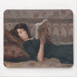 Alfombrilla De Ratón Chica leyendo un libro (Reclinando en un Divan)