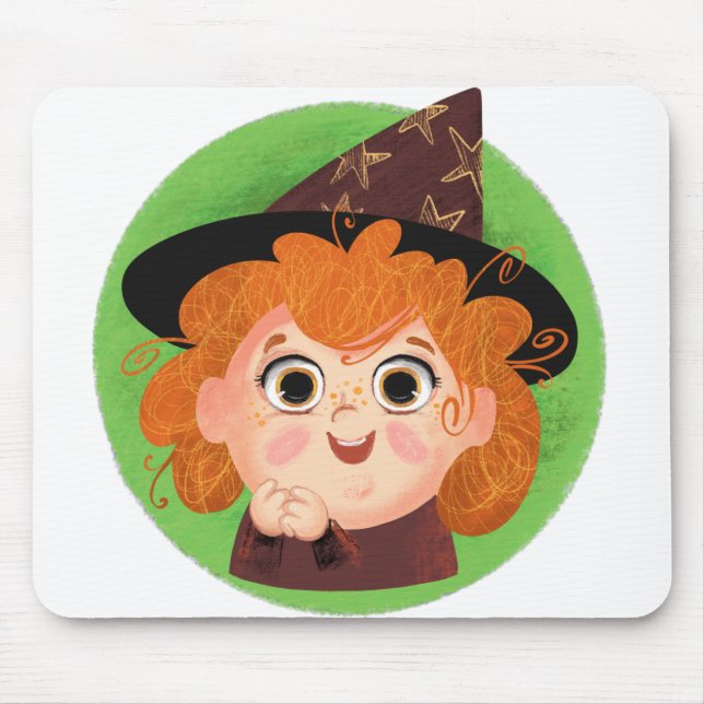 Alfombrilla De Ratón Chica lindo con traje de bruja (Frente)