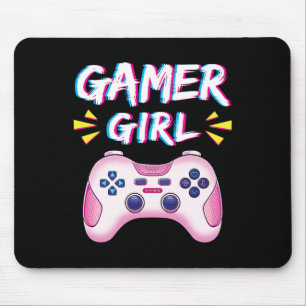 Alfombrilla De Ratón Chica Lindo Controlador Rosa Videojuego Chica Juga