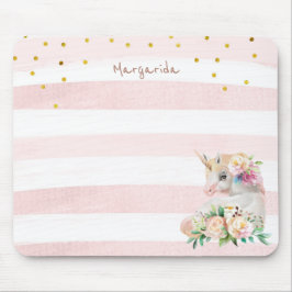 Alfombrilla De Ratón Chica mágico de unicornio