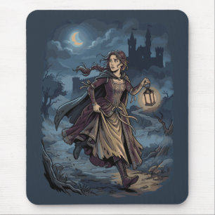 Alfombrilla De Ratón Chica Medieval Fantasía Gótica Linterna Castillo N