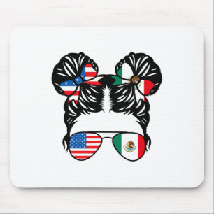 Alfombrilla De Ratón Chica mitad americana mitad mexicana bandera de EE