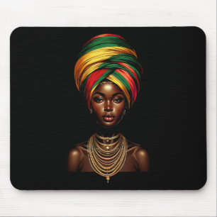 Alfombrilla De Ratón Chica Negra Mujer Afro Pañuelo De Cabeza Headwrap