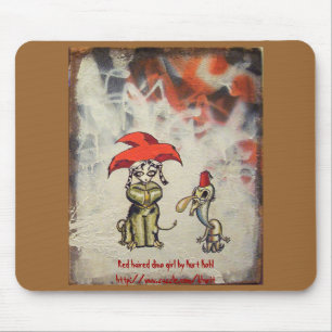 Alfombrilla De Ratón Chica pelirrojo Mousepad de Dino