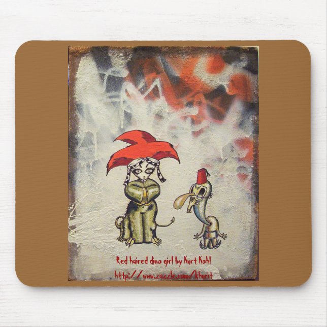 Alfombrilla De Ratón Chica pelirrojo Mousepad de Dino (Frente)