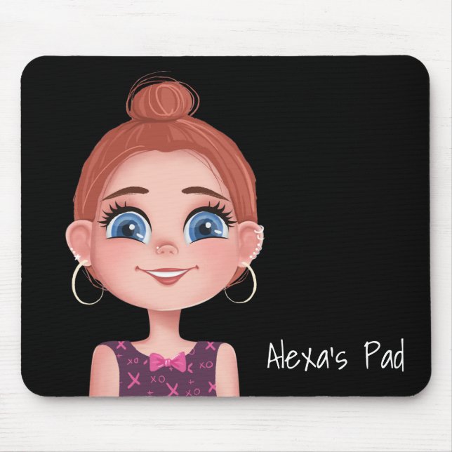 Alfombrilla De Ratón Chica personalizado con ojos grandes en negro (Frente)
