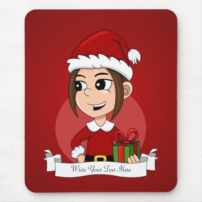 Alfombrilla De Ratón chica personalizado navidad mouse pad (Frente)
