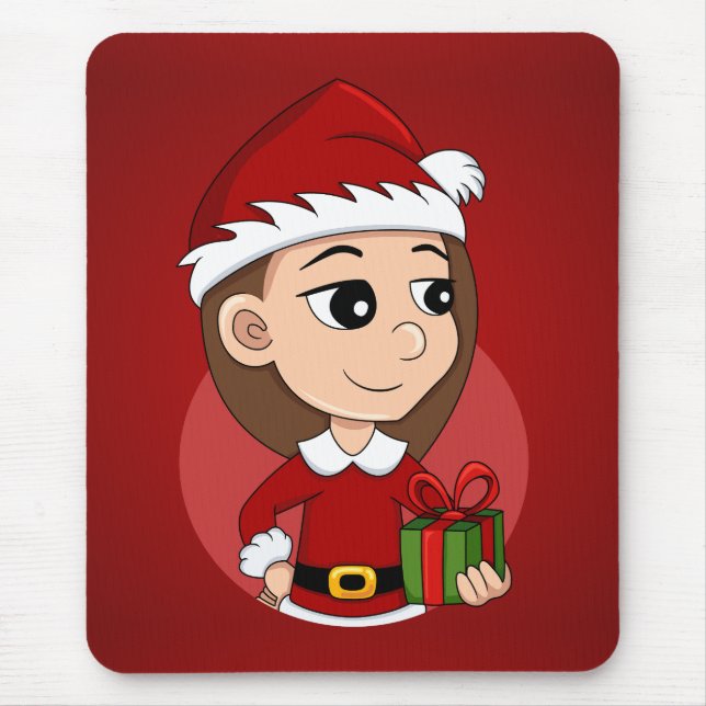 Alfombrilla De Ratón chica personalizado navidad mouse pad (Frente)