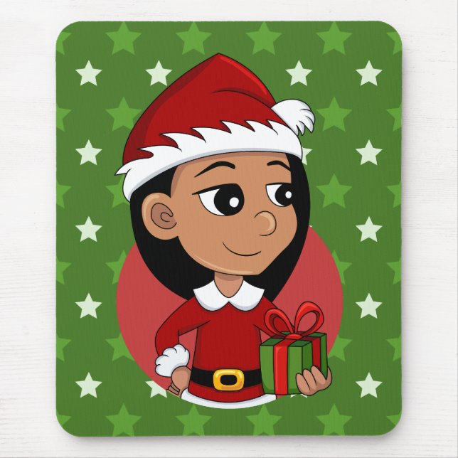 Alfombrilla De Ratón chica personalizado navidad mouse pad (Frente)