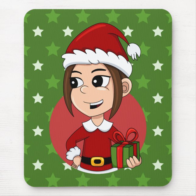 Alfombrilla De Ratón chica personalizado navidad mouse pad (Frente)
