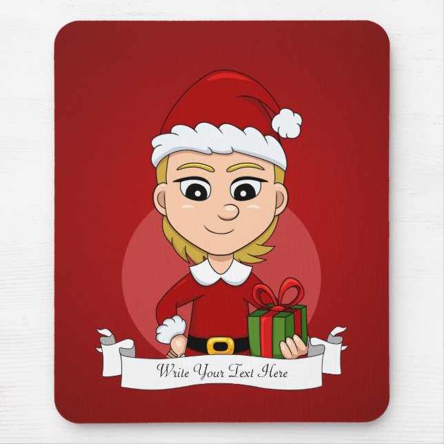 Alfombrilla De Ratón chica personalizado navidad mouse pad (Frente)