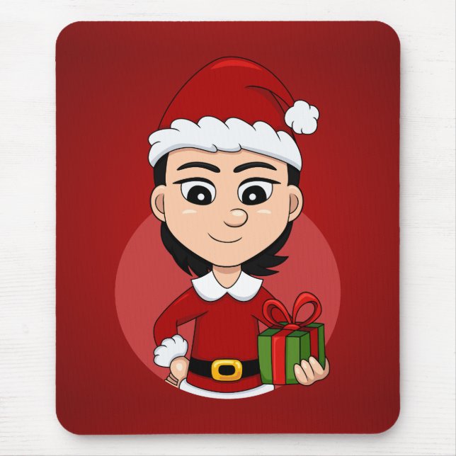 Alfombrilla De Ratón chica personalizado navidad mouse pad (Frente)