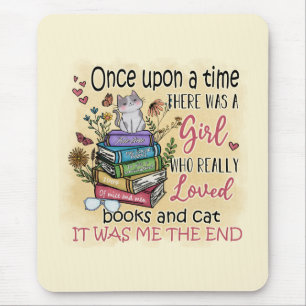 Alfombrilla De Ratón Chica que ama los libros y los gatos