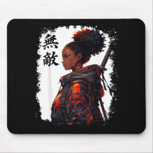 Alfombrilla De Ratón Chica samurái negra anime guerrera afro africana