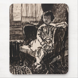 Alfombrilla De Ratón Chica sentado en la silla (aprox. 1917-1918)