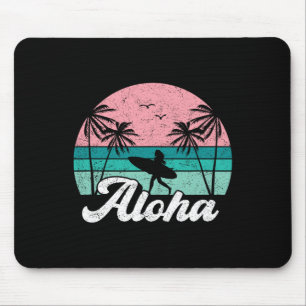 Alfombrilla De Ratón Chica surfista Aloha Hawái Surfing hawaiano vintag